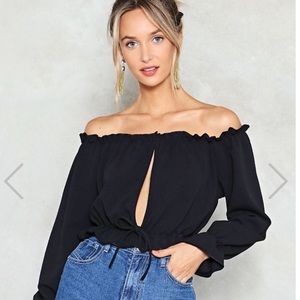 Off the shoulder black top